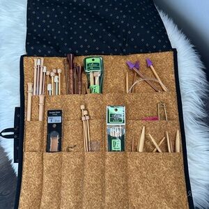 Elegant Hand made one of a kind durable Black and Gold Knitting Needle Organizer